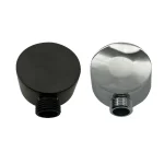 Connecteur de tuyau de douche G1/2, salle de bains, Union murale ronde, bec de sortie coudé, montage mural, Nickel brossé