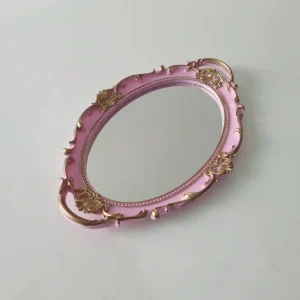 Miroir mural décoratif de forme ovale, plateau de rangement de cosmétiques en verre Vintage français, assiette de miroir, plateau de service de taille de bureau