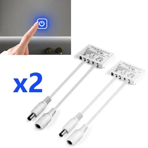 Variateur tactile pour bande lumineuse LED, 2 pièces par paquet, contrôleur de rétro-éclairage miroir, DC12V, gradation sans vis, interrupteur domestique