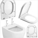 Siège de toilette blanc, charnières réglables à fermeture lente, facile à installer et à nettoyer, siège de toilette à fermeture douce pour fixation de salle de bains, pièces de toilettes