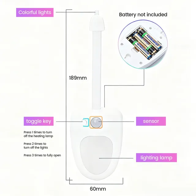 Capteur de mouvement LED siège de toilette lumière pour… – vue 2