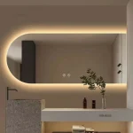 Miroirs de salle de bain modernes pour toilettes, miroirs irréguliers tricolores à LED avec fonction désembuage, miroir en verre de luxe pour vestiaire h
