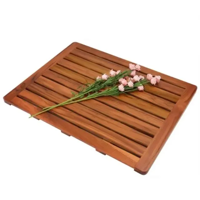 Tapis de bain de luxe en teck – vue 2
