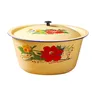 Bassin émaillé rétro crème jaune motif floral rouge vert… – vue 5