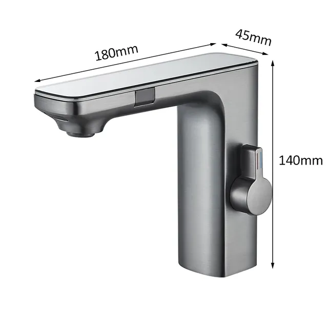 Robinet de lavabo à capteur intelligent gris pistolet – vue 2