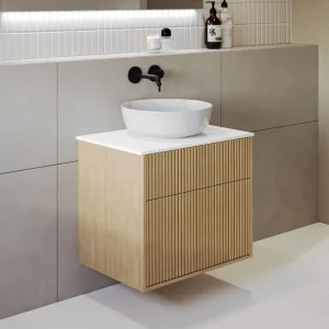 Meuble de salle de bain mural cannelé en bois moderne, lavabo rond avec miroir, pour hôtel et Villa Meuble de salle de bain mural cannelé en bois moderne, lavabo rond avec miroir, pour hôtel et Villa