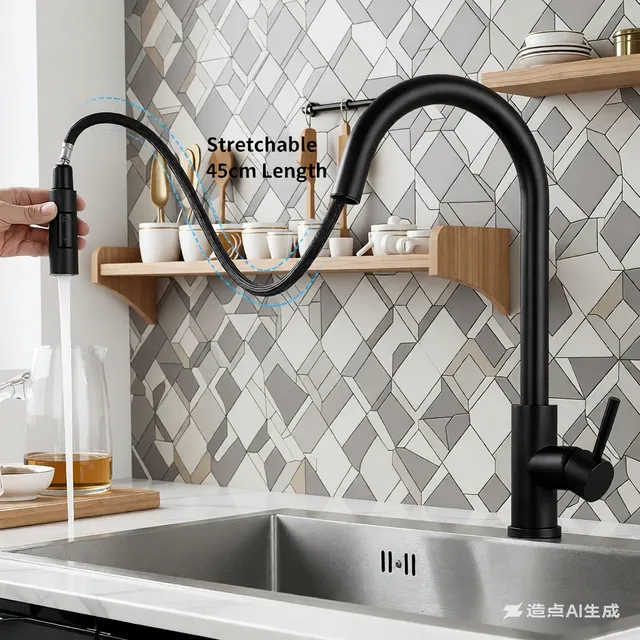 Robinet de cuisine extractible en acier inoxydable