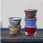 Pot de bonsaï coloré émaillé à haute température en porcelaine, petit Vase, Mini Pot de plante, décoration de la maison