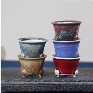 Pot de bonsaï coloré émaillé à haute température en porcelaine