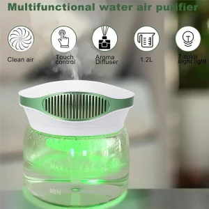 Purificateur d&rsquo;air à eau A52Q pour la maison, humidificateur, huiles essentielles, arôme plus frais avec veilleuse pour la maison, le bureau, prise américaine