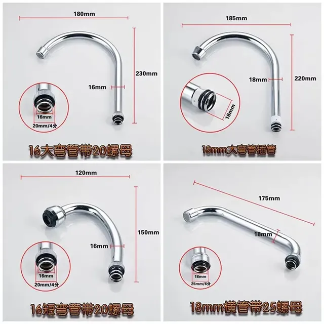 Connecteur de robinet d'évier de cuisine en acier… – vue 3