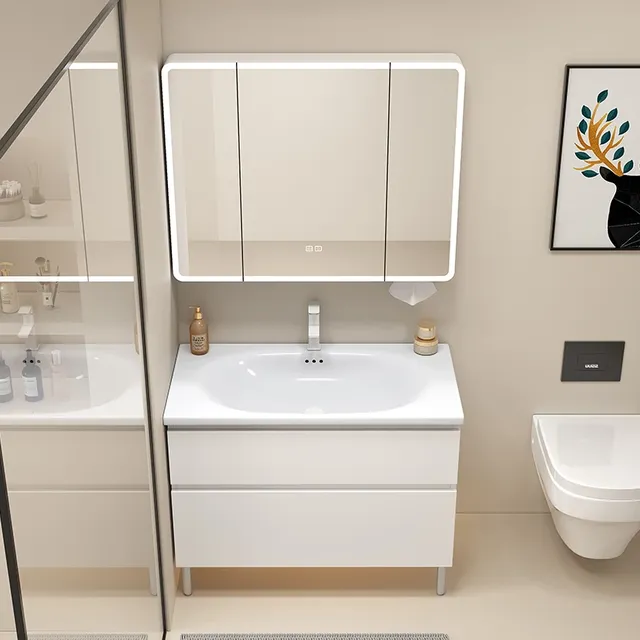 Évier blanc armoire De salle De bain lumière Led… – vue 4
