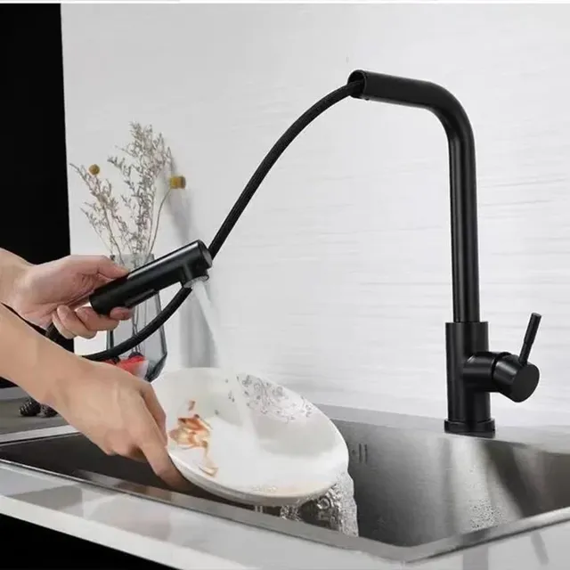 Robinet d'évier de cuisine extractible noir – vue 2