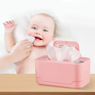 Chauffe lingettes humides bébé électrique compact portable ABS rose…