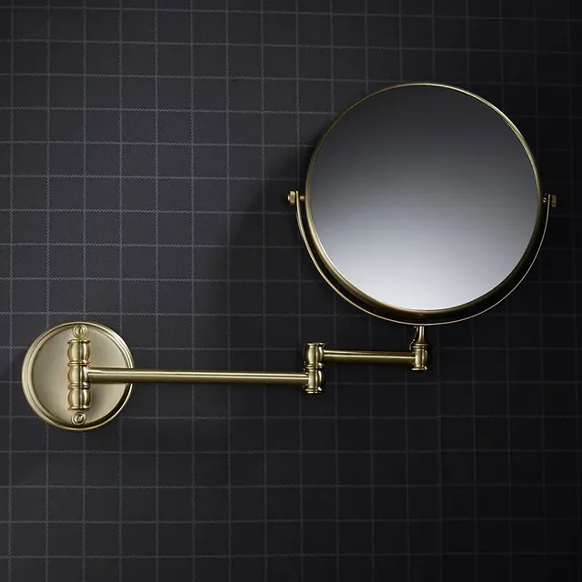 Miroir de salle de bain rond en or brossé – vue 3