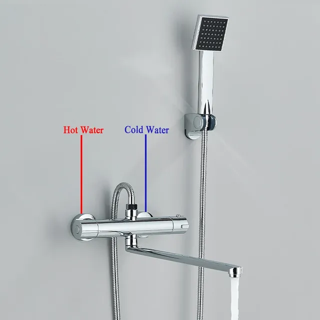 Mitigeur thermostatique mural baignoire douche laiton… – vue 3