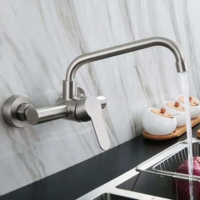 Mélangeur de robinet de cuisine mural en acier… – vue 3
