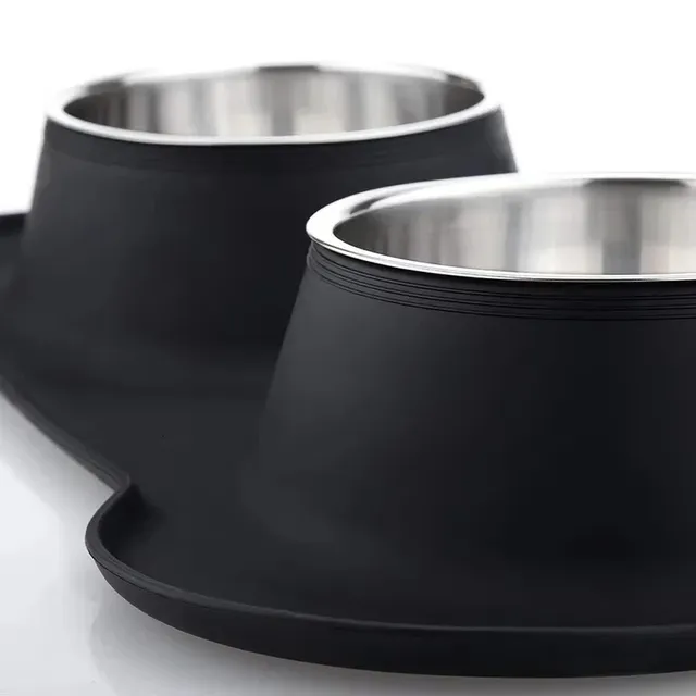 Double bol antidérapant pour chien avec tapis en Silicone – vue 4