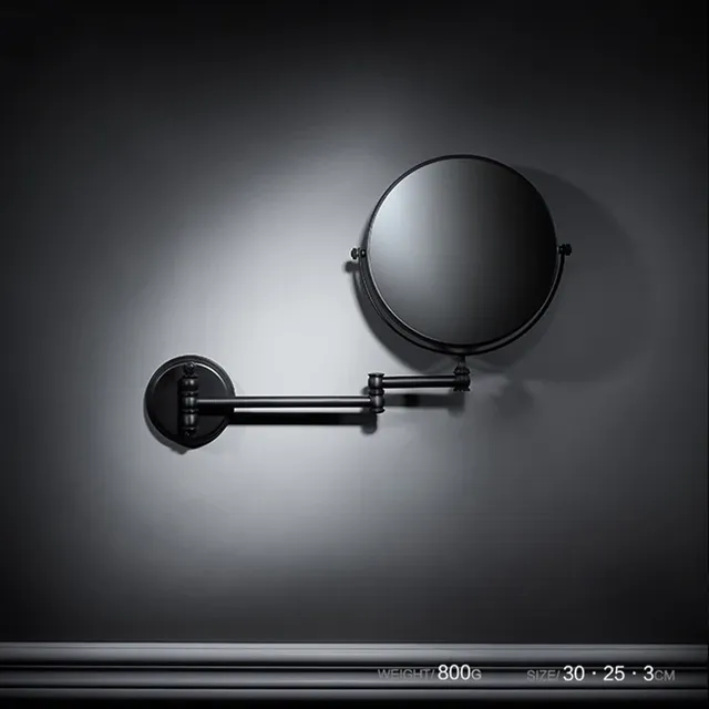 Miroir de salle de bain rond en or brossé – vue 4