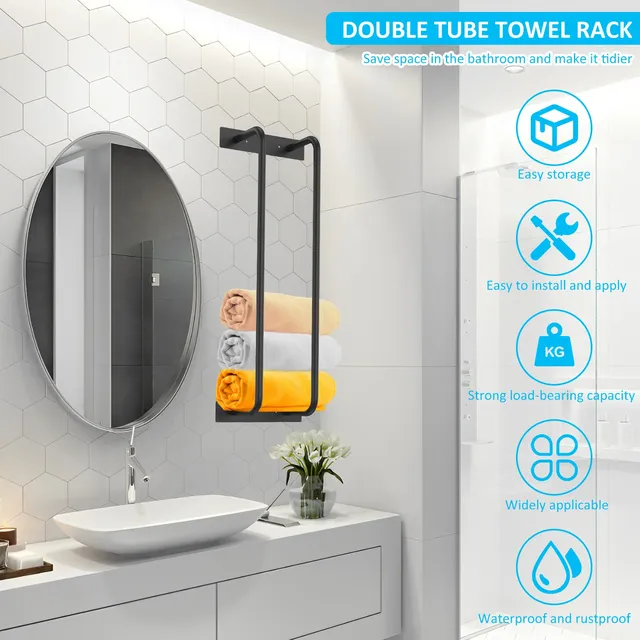 Porte-serviettes mural porte-tour de bain pour salle de… – vue 5