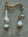 Robinet Lavabo Trois Trous Double Poignées Laiton Massif… – vue 3