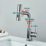 Robinet de cuisine extractible cascade à affichage numérique, mélangeur d&rsquo;eau chaude et froide, robinet de lavage de salle de bains intelligent, nouveauté 2025