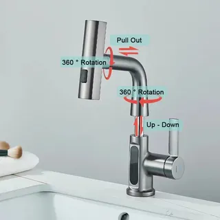 Robinet de cuisine extractible cascade à affichage numérique