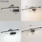 Applique Murale LED Articulée Tubulaire Noir Mat Doré 55cm Réglable Télescopique Orientable Miroir SalleBain Salon Galerie Maquillage Métal Moderne