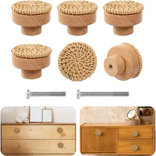 Lèvent en bois de commode en rotin Boho