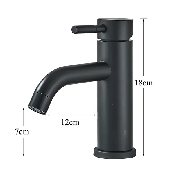 Robinet de lavabo de salle de bains noir mat – vue 6