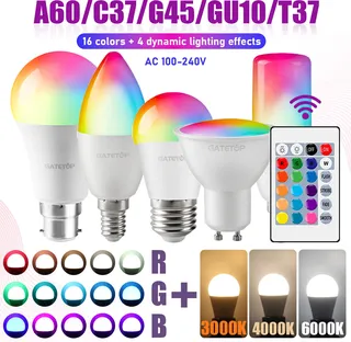 Ampoule RGB E27 B22 E14 GU10 LED multicolore