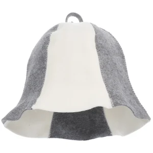 chapeau sauna feutre bicolore forme cloche bords ondulés coutures zigzag apparentes épais isolant boucle suspension respirant léger portable confortable chapeau sauna feutre bicolore forme cloche bords ondulés coutures zigzag apparentes épais isolant boucle suspension respirant léger portable confortable
