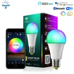 Ampoule LED intelligente WiFi 220V 110V, 9W 10W E27/E26 RGB + CCT, lumière intérieure Alexa Google Home ensemble, gradation de synchronisation de l&rsquo;application