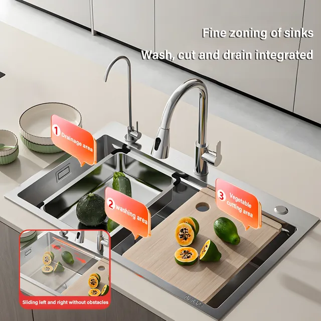 Évier de cuisine en acier inoxydable 304 – vue 2
