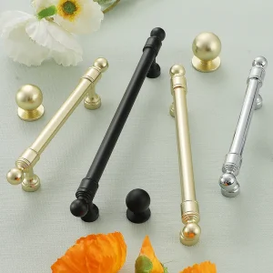 Poignée barre tubulaire bouton assorti alliage aluminium finition doré brossé noir mat chrome brillant moderne minimaliste robuste antirouille imperméable polyvalent