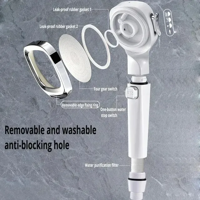 Pommeau douche main haute pression chromé brillant carré… – vue 4