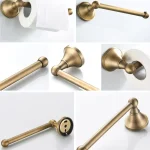 Accessoires de salle de bains, porte-papier hygiénique mural en laiton Antique, anneau de serviette, crochet pour manteau et Robe, matériel de salle de bains