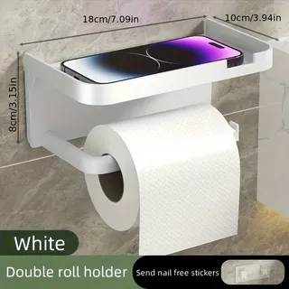 Porte papier mural plastique ABS blanc mat étagère smartphone…