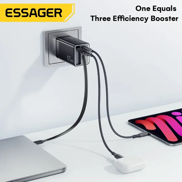 Chargeur GaN Essager 65W avec câble rétractable PD… – vue 6