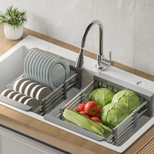 Égouttoir de cuisine extensible en acier inoxydable T1 – vue 3