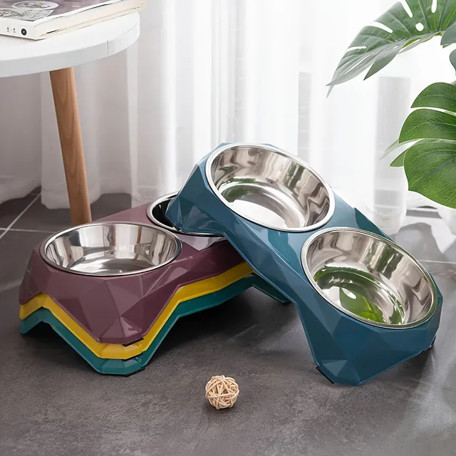 Double bol en acier inoxydable pour animaux de compagnie