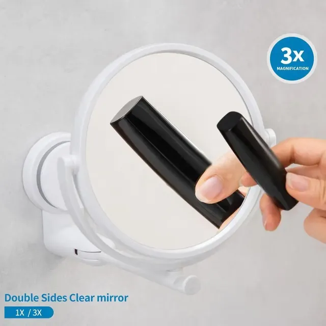 Miroir mural maquillage pliant articulé ventouse adhésif… – vue 3