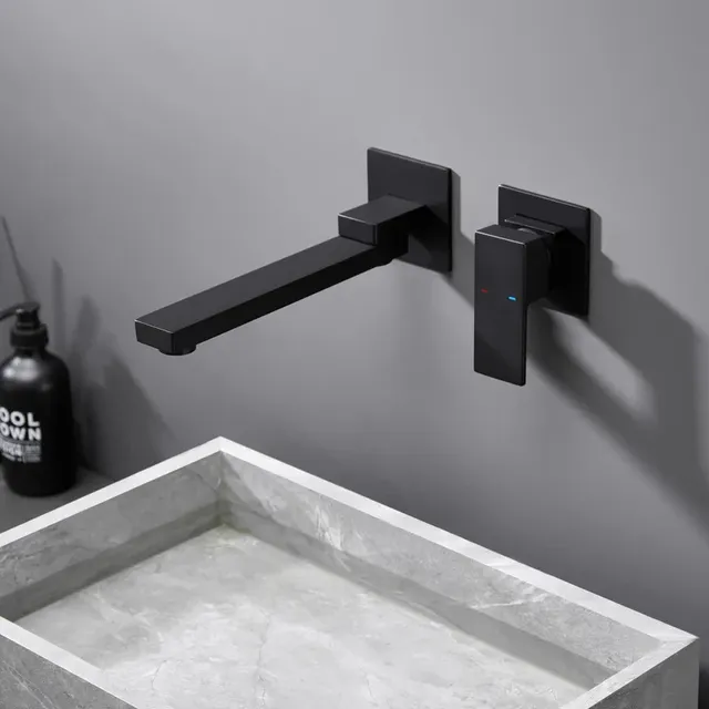 Lavabo mural avec poignée à levier unique moderne – vue 2
