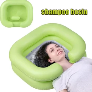 Bassin de shampoing gonflable de voyage – Bol de lavage portable en PVC pour personnes handicapées blessées aux patients âgés postés au lit Utilisation à la maison avec trou de vidange