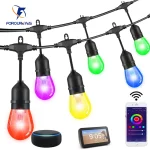 Guirxiété lumineuse LED RVB intelligente Tuya, ampoule S14, qualité commerciale, étanche, extérieur, jardin, décoration de mariage, éclairage, WiFi