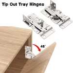 1 paire de charnières de plateau à pointe, charnière pivotante à 45 degrés à fermeture automatique, charnières d&rsquo;évier Standard, pour tiroir avant d&rsquo;évier de cuisine, organisateur de bain