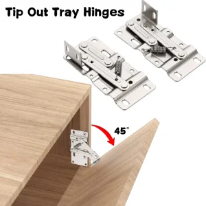 1 paire de charnières de plateau à pointe, charnière pivotante à 45 degrés à fermeture automatique, charnières d&rsquo;évier Standard, pour tiroir avant d&rsquo;évier de cuisine, organisateur de bain