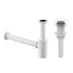 Siphon de salle de bain en laiton blanc moderne, ensemble de bouchons de Valve de filtre Pop-Up, accessoires de tuyau de lavabo