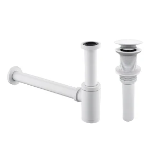 Siphon de salle de bain en laiton blanc moderne, ensemble de bouchons de Valve de filtre Pop-Up, accessoires de tuyau de lavabo