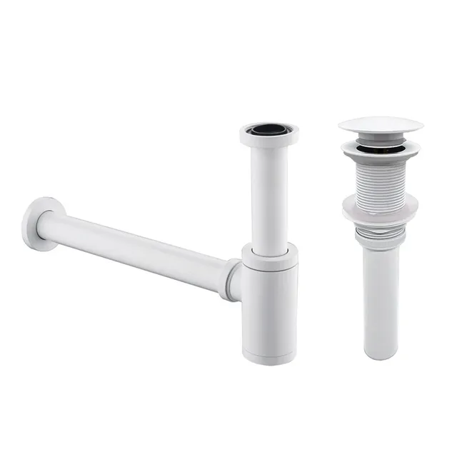 Siphon de salle de bain en laiton blanc moderne